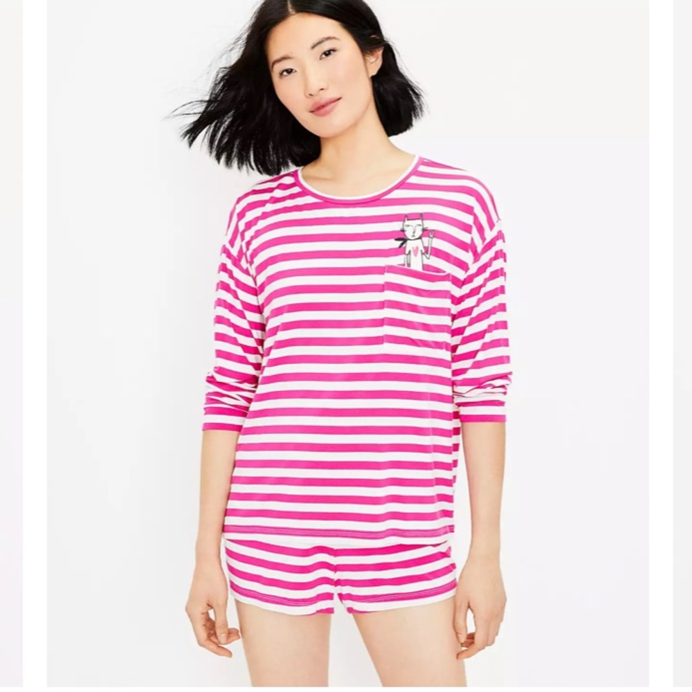 LOFT NWT Women's Kitty Striped Pocket Pajama Shorts
